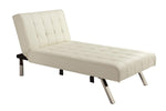 Emily Chaise Lounger Chair with Adjustable Reclining Back, Vanilla