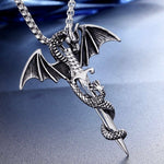 Flying Dragon With Sword Necklace