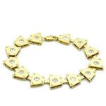 Matte Gold & Gold Brass Bracelet with AAA Grade CZ  in Clear