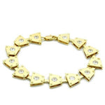 Matte Gold & Gold Brass Bracelet with AAA Grade CZ  in Clear