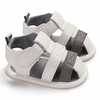 Gray White Patchwork Sandals