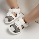 Gray White Patchwork Sandals