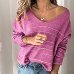 Casual Striped V-neck Sweater Top