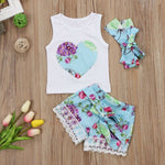 3Pcs Set Floral Vest With Bow And Sorts